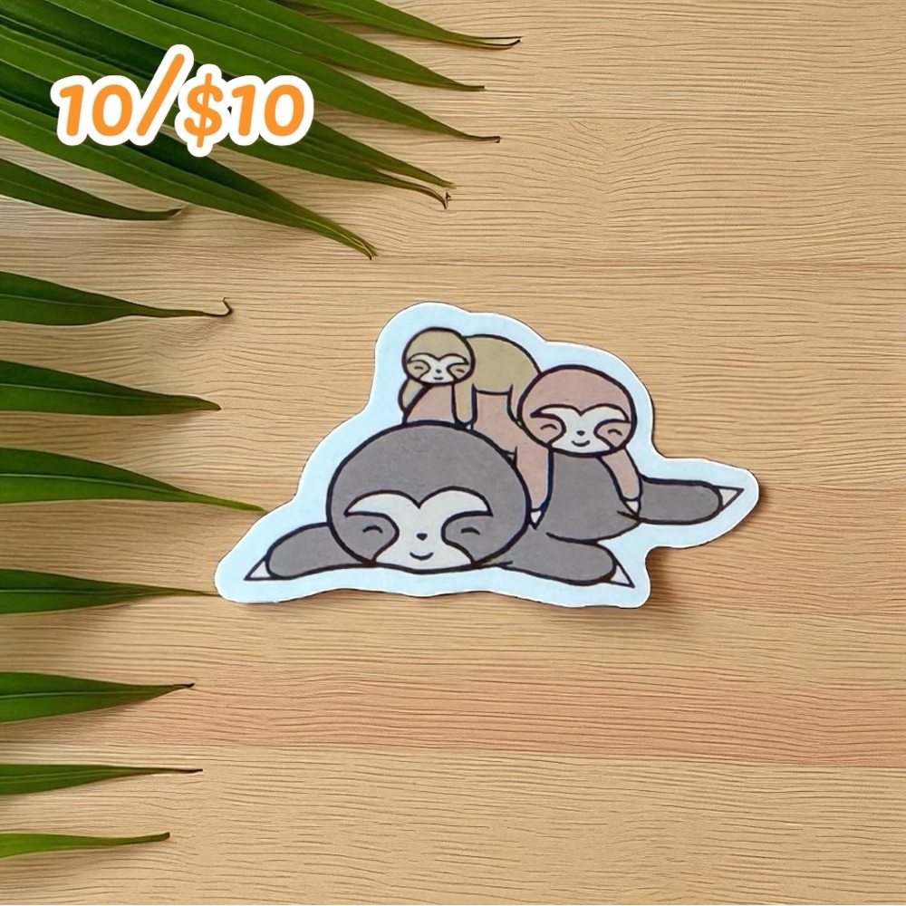 Cute Sloth Family Vinyl Sticker – 2 1/2” Glossy